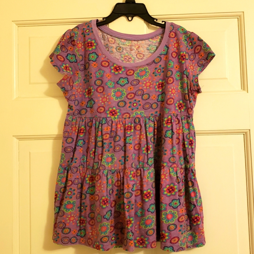 Duckhead Jeans Co purple hippy flower top, XL